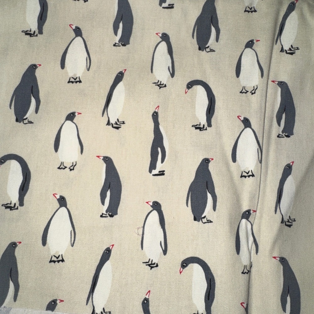 P/K Lifestyles Penguin Novelty Fabric Beige 3 Yards 46" Screen Print Upholstery